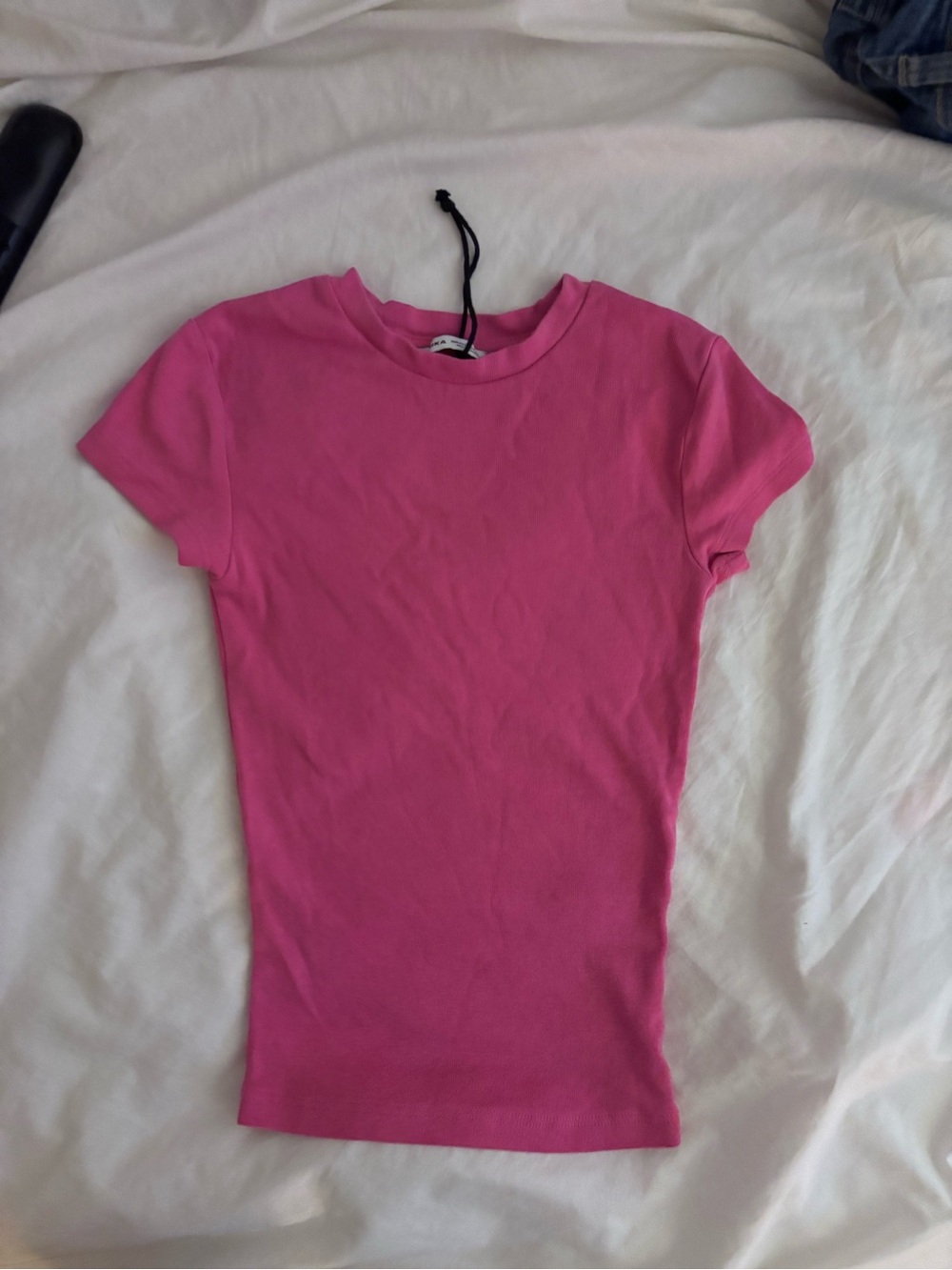 Bershka Slim Short Sleeve baby Tee - Bright Pink